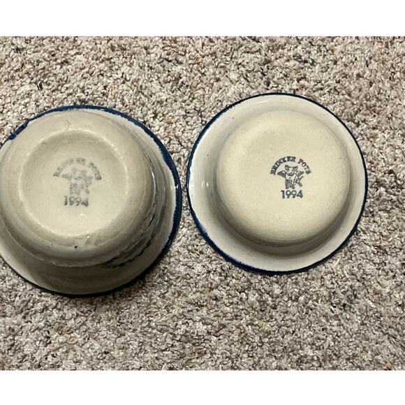 Brinker Pots Stoneware Blue Heart Ice Crock and Top Dip MCM Vintage Valentine - Picture 4 of 6